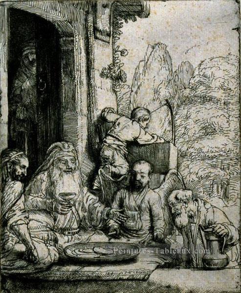 Abraham divertissant les anges SIL Rembrandt Peintures à l'huile